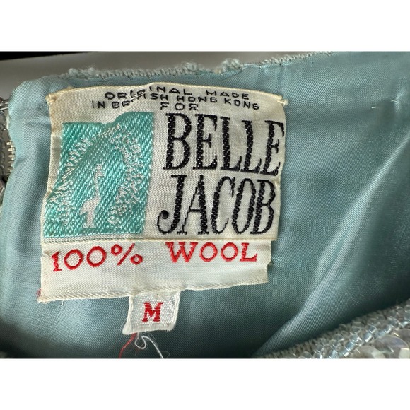 Belle Jacob Sequin Vintage 60s Designer Top Beaded Sleeveless Top Wool Party M - Picture 4 of 7